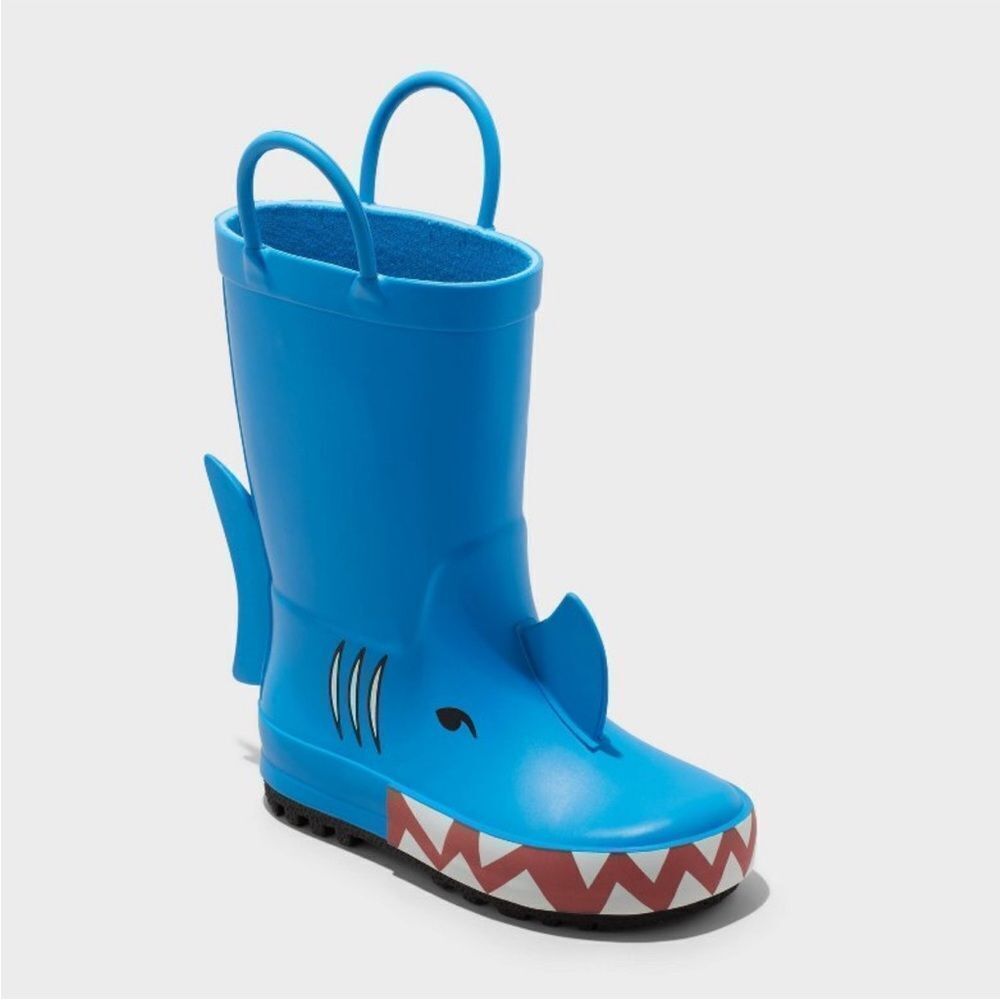 Kids Blue Shark Rain Boots NWT